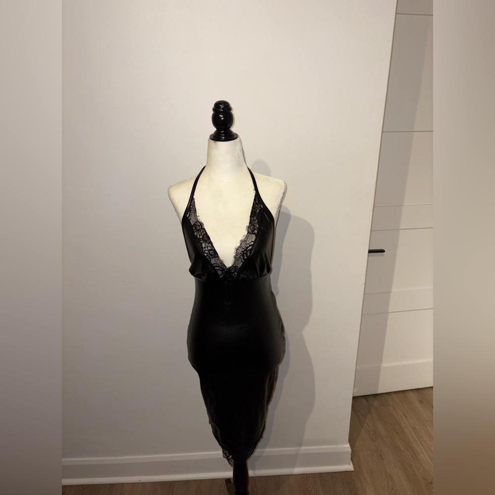 Black Lace Halter Dress